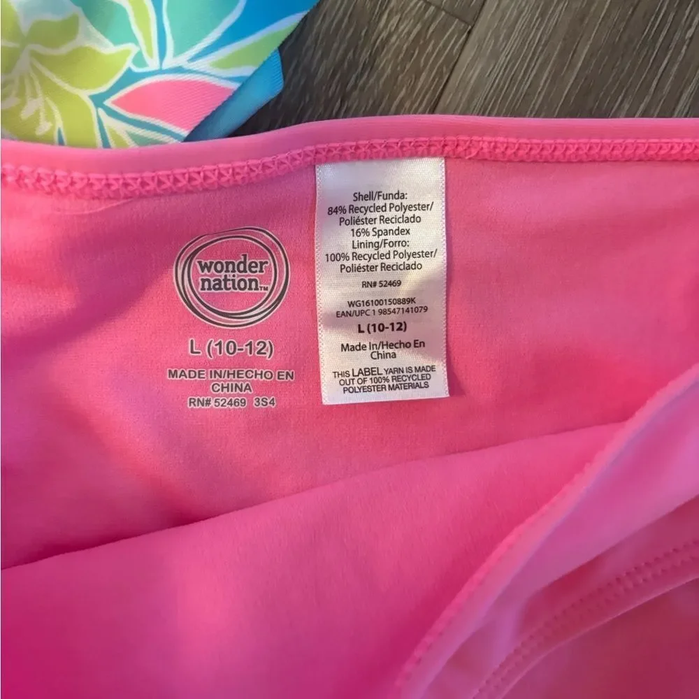 Floral Kids Swimsuit 2 pc - Pink and Blue Sz L 10/12